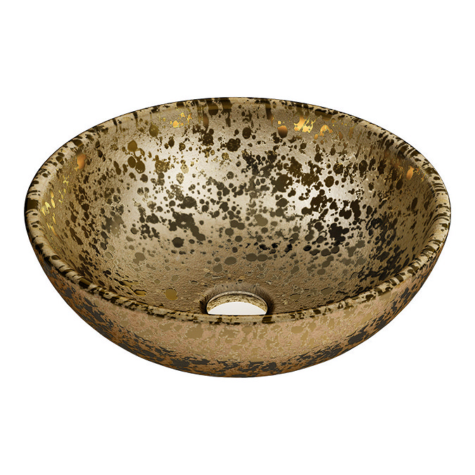 Arezzo Round 410mm Gold Mottled Design Ceramic Counter Top Basin