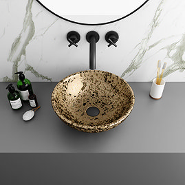 Arezzo Round 410mm Gold Mottled Design Ceramic Counter Top Basin