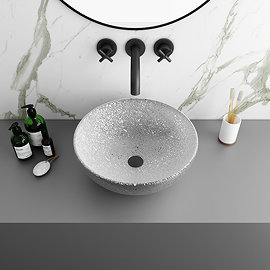 Arezzo Round 410mm Silver Mottled Design Ceramic Counter Top Basin Large Image