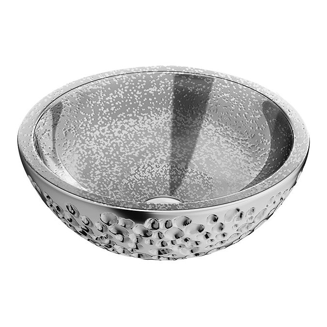 Arezzo Round 430mm Silver Mottled Relief Design Ceramic Counter Top Basin  Profile Large Image