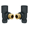 Arezzo Round Angled Radiator Valves incl. Curved Angled Pipes - Anthracite