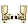 Arezzo Round Angled Radiator Valves incl. Curved Angled Pipes Brushed Brass