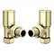 Arezzo Round Angled Radiator Valves incl. Curved Angled Pipes Brushed Brass