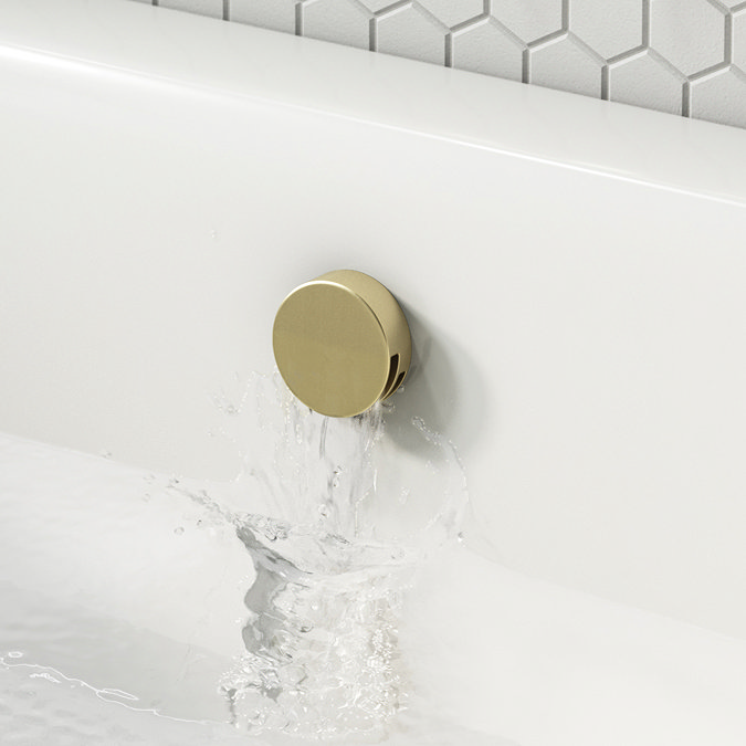 Arezzo Round Brushed Brass 2 Outlet Shower System (Fixed Shower Head + Overflow Bath Filler)  additional Large Image