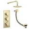 Arezzo Round Brushed Brass 2 Outlet Shower System (Fixed Shower Head + Overflow Bath Filler)  Newest Large Image