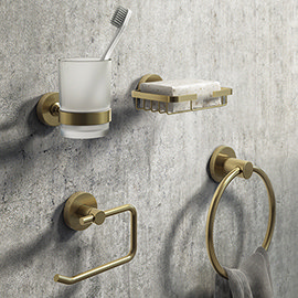 Arezzo Round Brushed Brass 4-Piece Bathroom Accessory Pack Medium Image