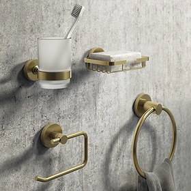 Arezzo Round Brushed Brass 4-Piece Bathroom Accessory Pack Large Image