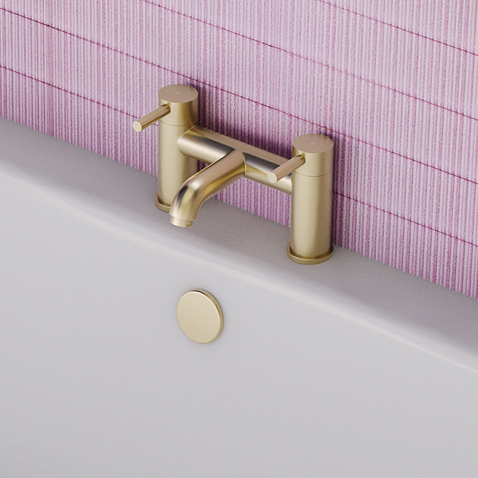 Arezzo Round Brushed Brass Bath Filler Tap  Standard Large Image