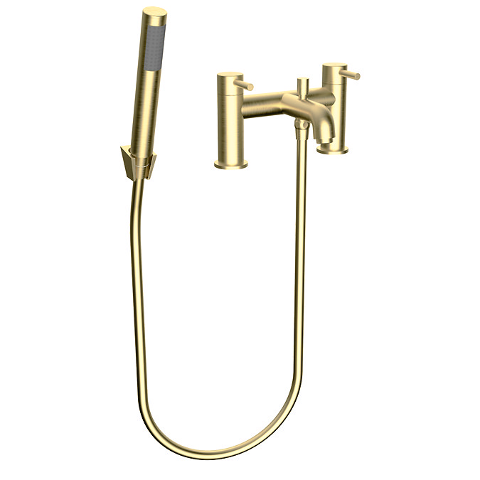 Arezzo Round Brushed Brass Bath Shower Mixer Tap with Shower Kit