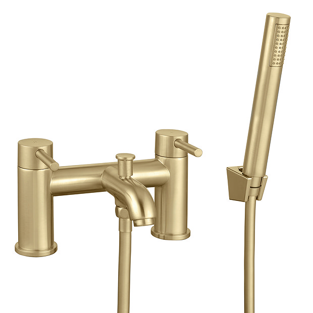 Arezzo Round Brushed Brass Bath Shower Mixer incl. Shower Kit ...