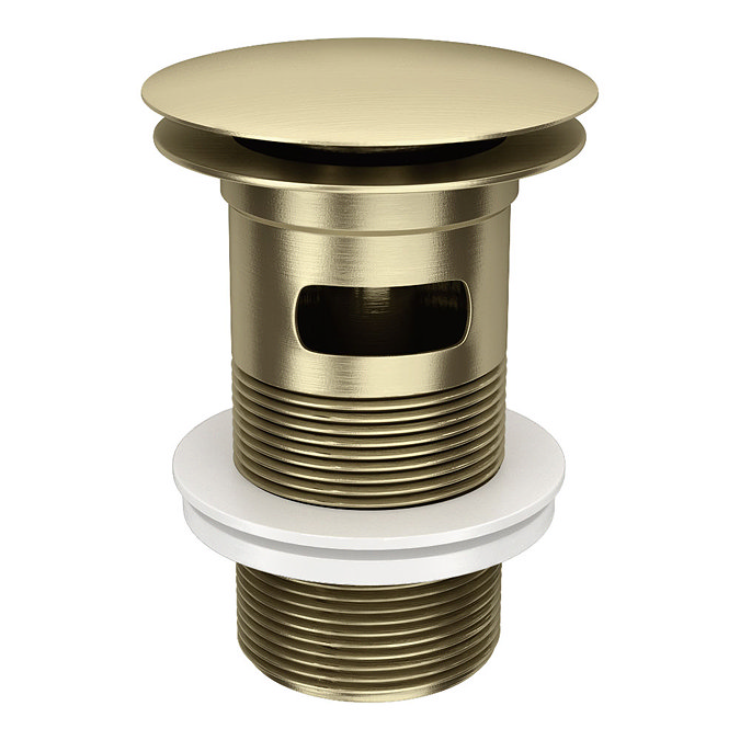 Arezzo Round Brushed Brass Click Clack Basin Waste + Bottle Trap Pack  Profile Large Image