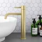 Arezzo Round Brushed Brass High Rise Mono Basin Mixer Tap  additional Large Image