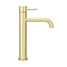 Arezzo Round Brushed Brass High Rise Mono Basin Mixer Tap  Standard Large Image