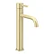 Arezzo Round Brushed Brass High Rise Mono Basin Mixer Tap  In Bathroom Large Image