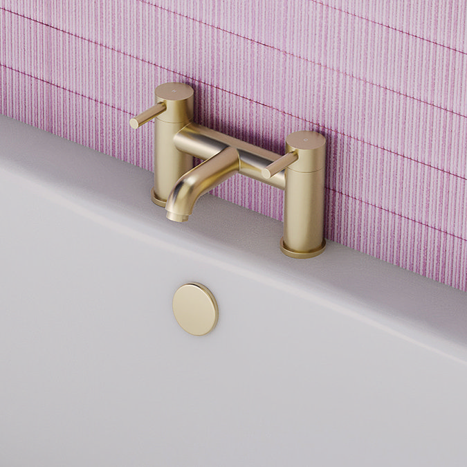 Arezzo Round Brushed Brass Tap Package (Bath + Basin Tap)