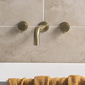 Arezzo Round Brushed Brass Wall Mounted (3TH) Bath Filler Tap