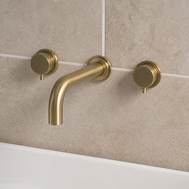 Arezzo Round Brushed Brass Wall Mounted (3TH) Bath Filler Tap
