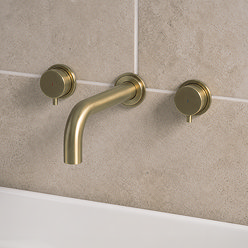 Arezzo Round Brushed Brass Wall Mounted (3TH) Bath Filler Tap
