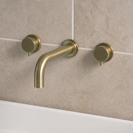 Arezzo Round Brushed Brass Wall Mounted (3TH) Bath Filler Tap