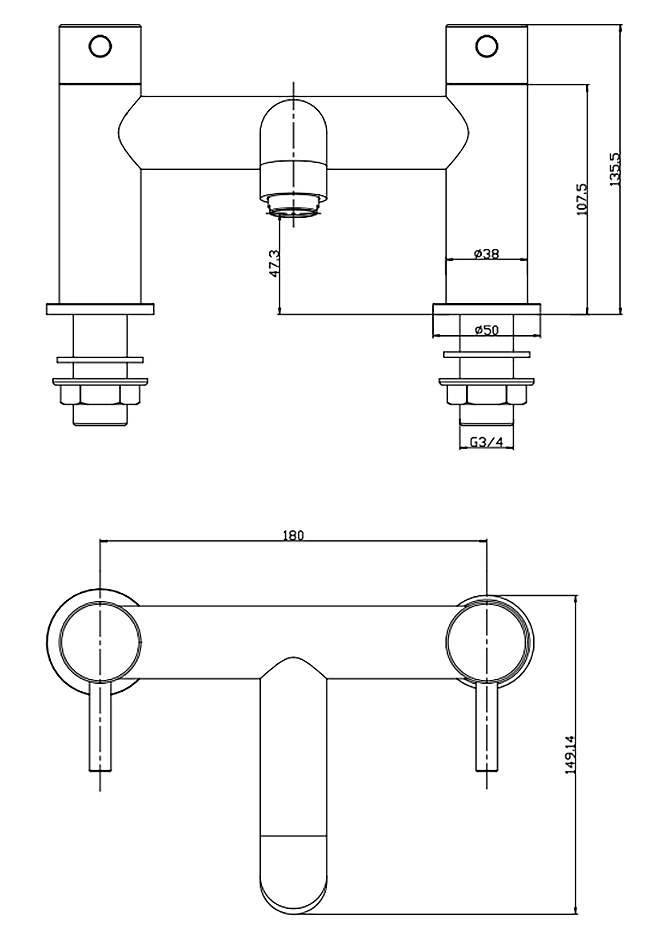 Arezzo Round Brushed Bronze Bath Filler Tap