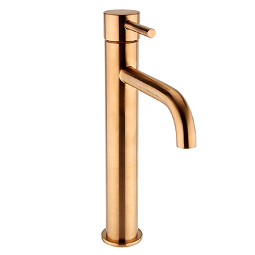 Arezzo Round Brushed Bronze High Rise Mono Basin Mixer Tap  Profile Large Image