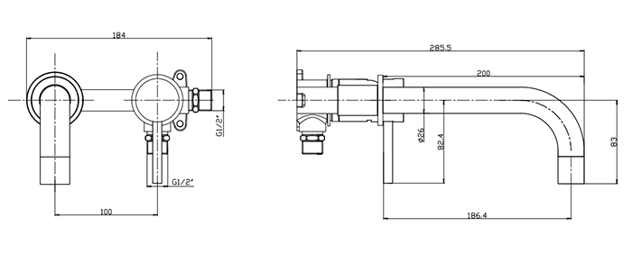 Arezzo Round Brushed Bronze Wall Mounted (2TH) Basin Mixer Tap