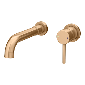 Arezzo Round Brushed Bronze Wall Mounted (2TH) Basin Mixer Tap