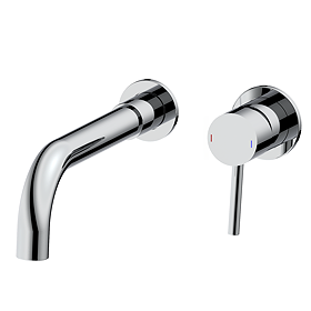 Arezzo Round Chrome Wall Mounted Basin Mixer Tap - 2 Tap Holes