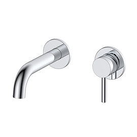 Arezzo Round Chrome Wall Mounted Basin Mixer Tap - 2 Tap Holes