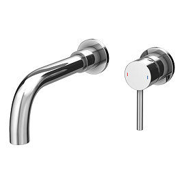 Arezzo Round Chrome Wall Mounted Basin Mixer Tap - 2 Tap Holes