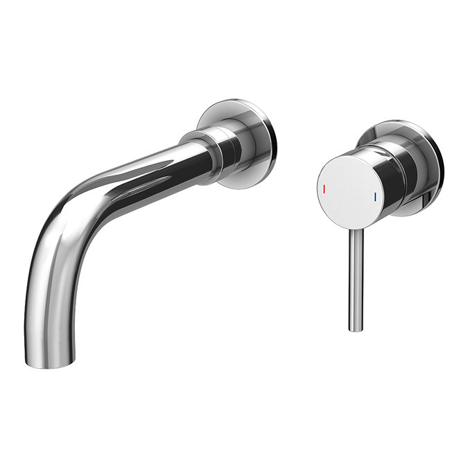 Arezzo Round Chrome Wall Mounted Basin Mixer Tap - 2 Tap Holes
