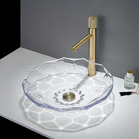 Arezzo Round Clear Glass Countertop Basin - 460mm Diameter