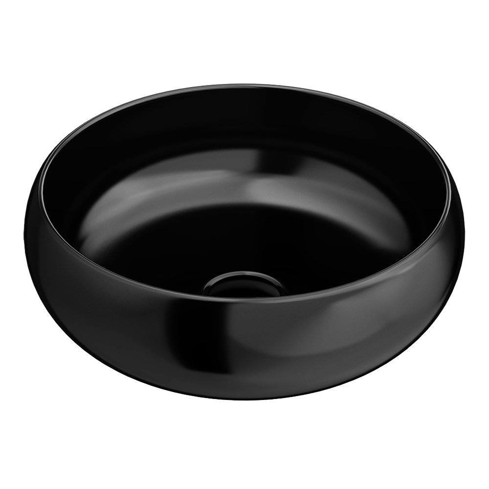 Arezzo Round Counter Top Basin 360mm Diameter Gloss Black