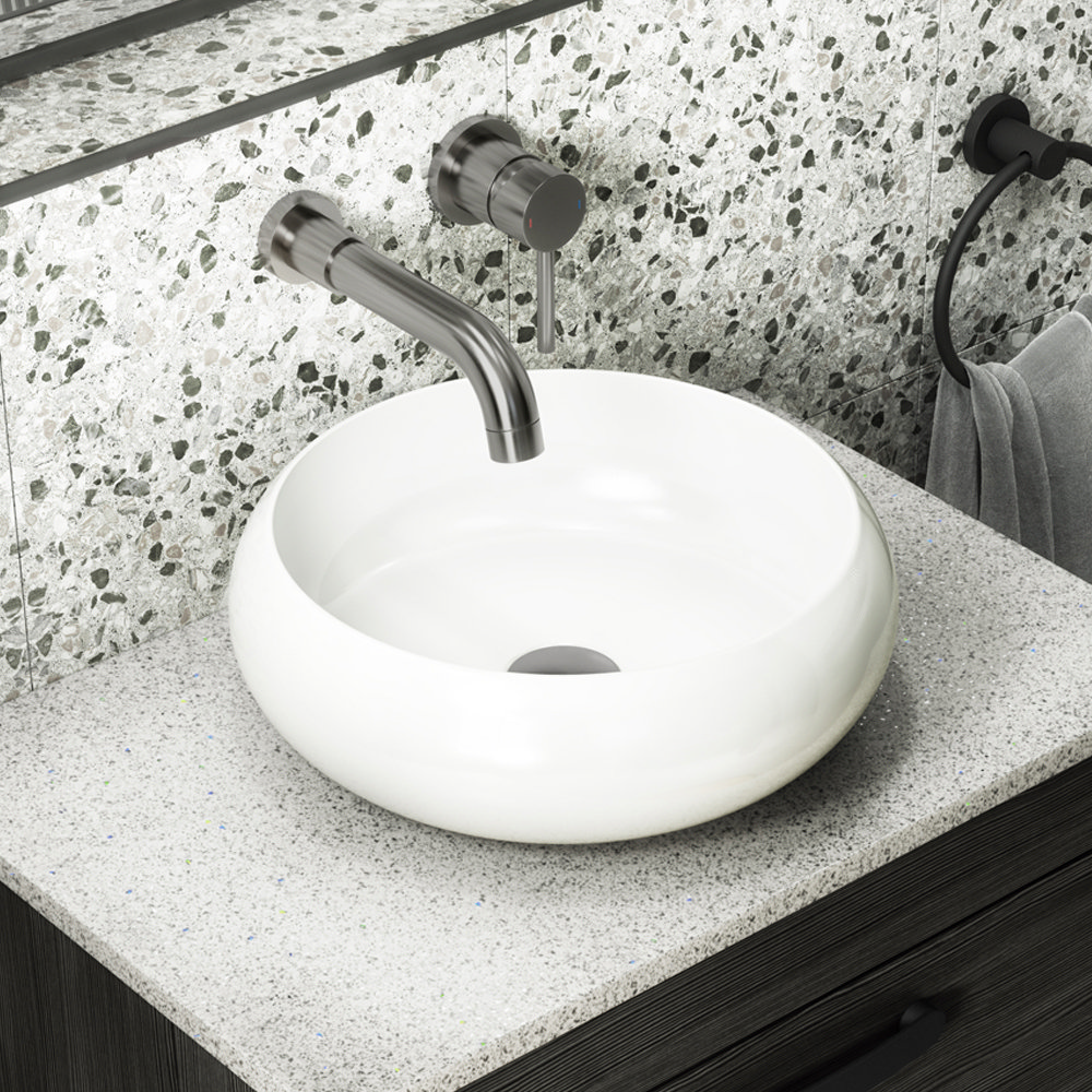 Arezzo Round Counter Top Basin 360mm Diameter Gloss White