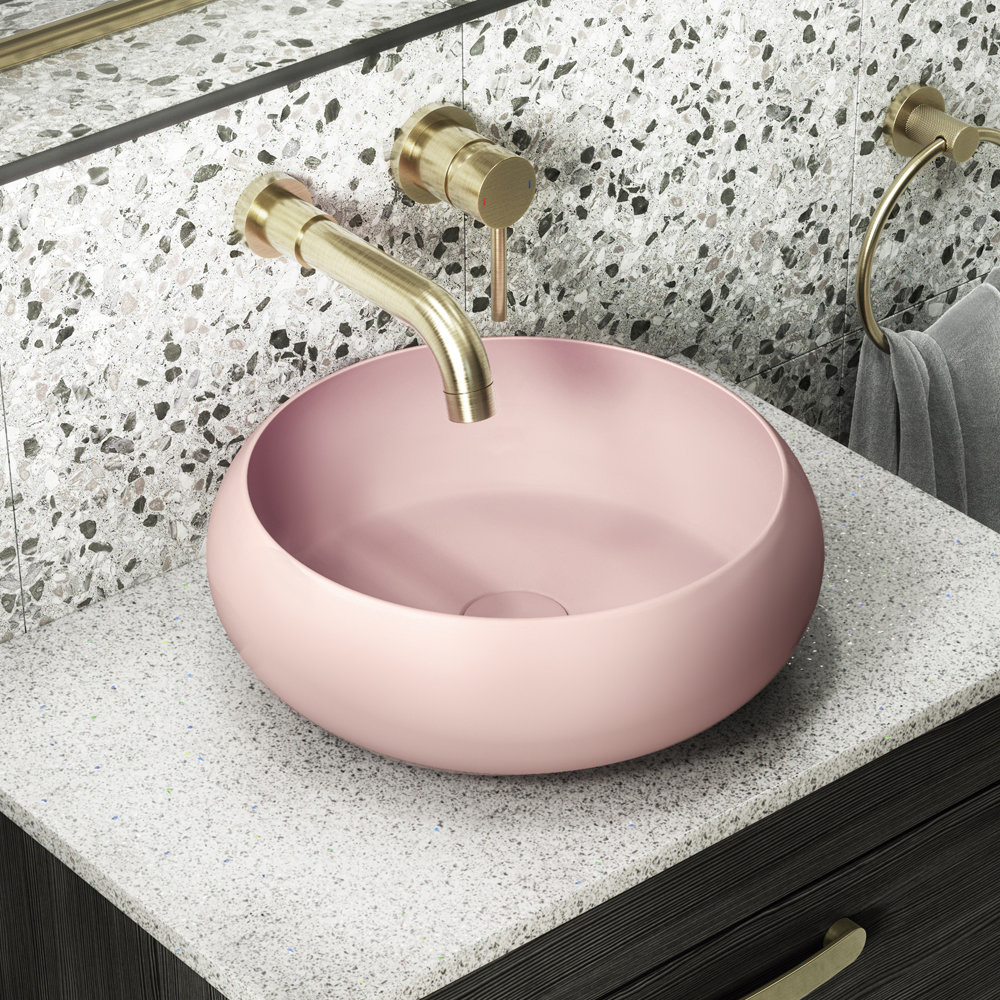 Arezzo Round Counter Top Basin 360mm Diameter Matt Pink