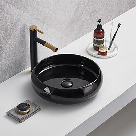 Arezzo Round Counter Top Basin (420mm Diameter - Gloss Black)