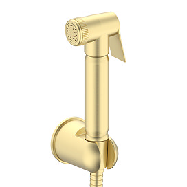 Arezzo Round Douche Shower Spray Kit with Wall Bracket and Hose Brushed Brass