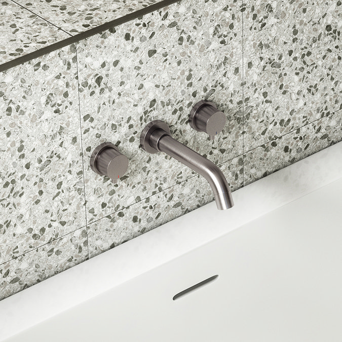 Arezzo Round Gunmetal Grey Wall Mounted (3TH) Bath Filler Tap  Feature Large Image
