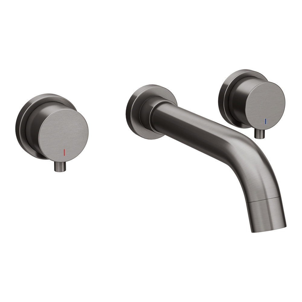 Arezzo Round Gunmetal Grey Wall Mounted 3TH Bath Filler Tap