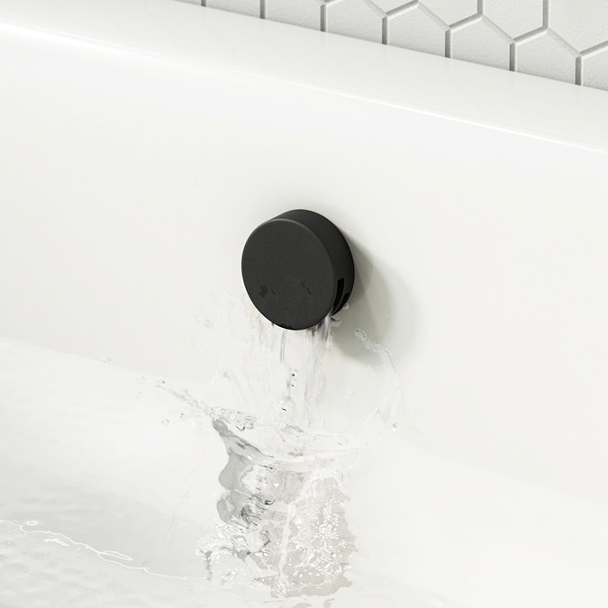 Arezzo Round Matt Black 2 Outlet Shower System (Fixed Shower Head + Overflow Bath Filler) additional Large Image