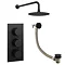 Arezzo Round Matt Black 2 Outlet Shower System (Fixed Shower Head + Overflow Bath Filler) Newest Large Image