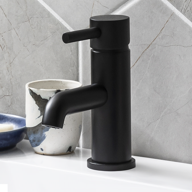 Arezzo Round Matt Black Basin Mono Mixer Tap