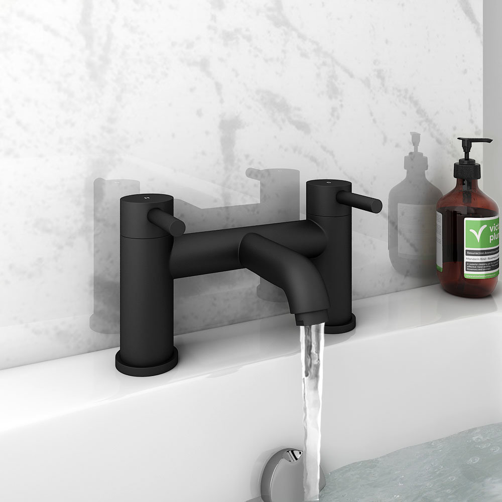 Arezzo Round Matt Black Bath Filler Tap Victorian Plumbing UK