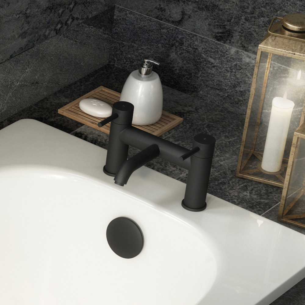 Arezzo Round Matt Black Bath Filler Tap Victorian Plumbing UK