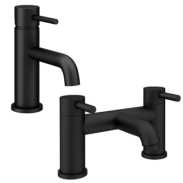 Arezzo Round Matt Black Tap Package (Bath + Basin Tap)