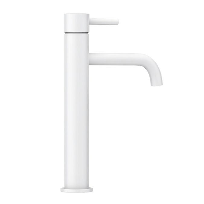 Arezzo Round Matt White High Rise Mono Basin Mixer Tap  Feature Large Image