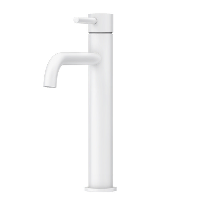 Arezzo Round Matt White High Rise Mono Basin Mixer Tap  Standard Large Image