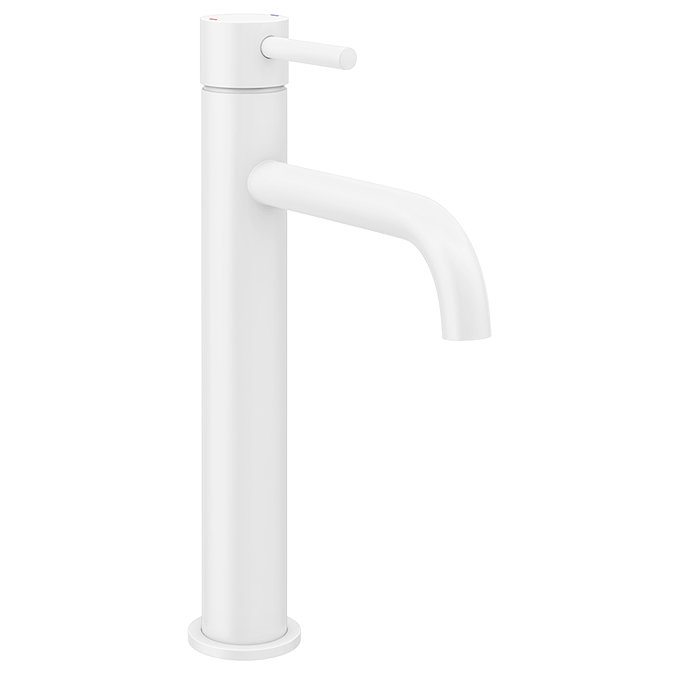 Arezzo Round Matt White High Rise Mono Basin Mixer Tap Large Image