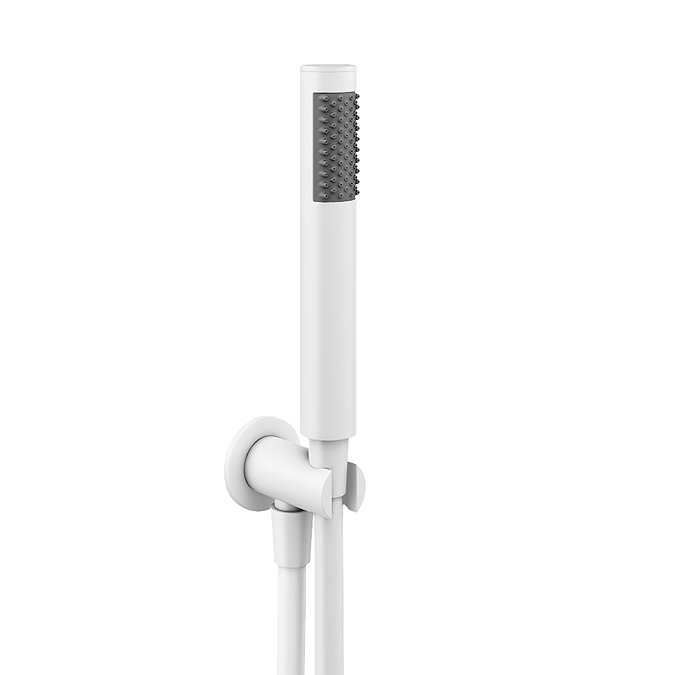 Arezzo Round Matt White Outlet Elbow with Parking Bracket, Flex + Handset