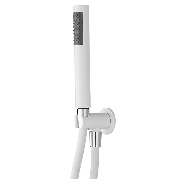 Arezzo Round Matt White Outlet Elbow with Parking Bracket, Flex + Handset  Profile Large Image